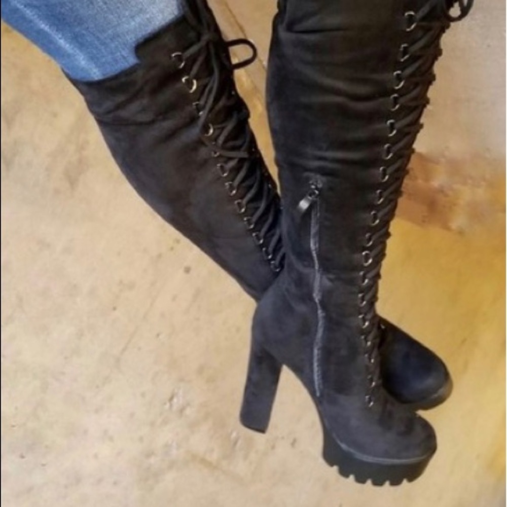 Thigh high platform boots